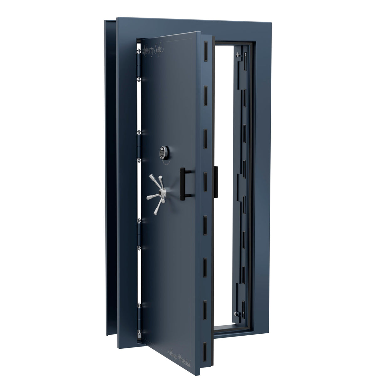 Vault Door Series | Out-Swing | Left  Hinge | Blue Gloss | Electronic Lock - open