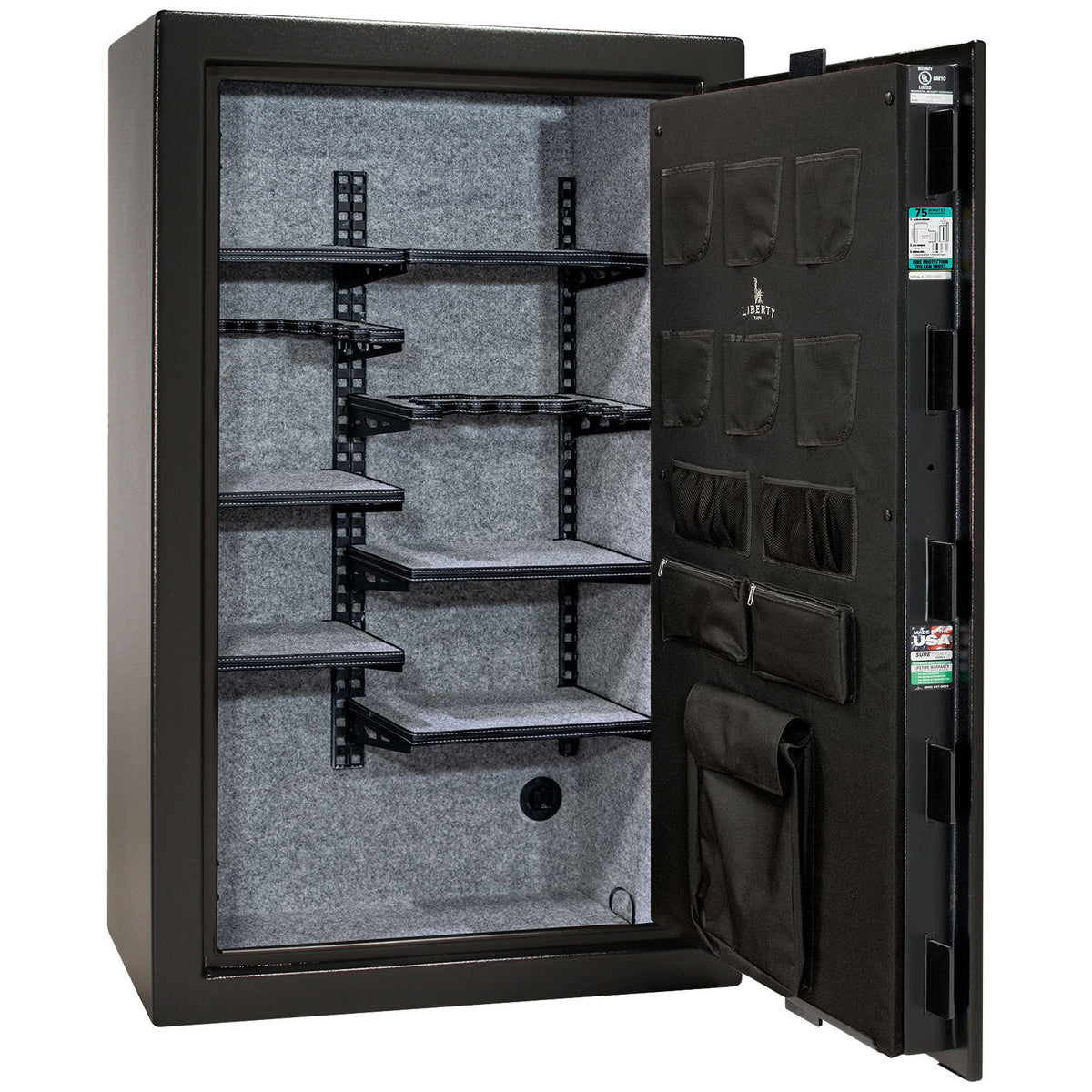 Colonial Series | Level 4 Security | 75 Minute Fire Protection | 30 PRO FLEX | DIMENSIONS: 60.5&quot;(H) X 36&quot;(W) X 22&quot;(D*) | Black Textured | Electronic Lock - Open