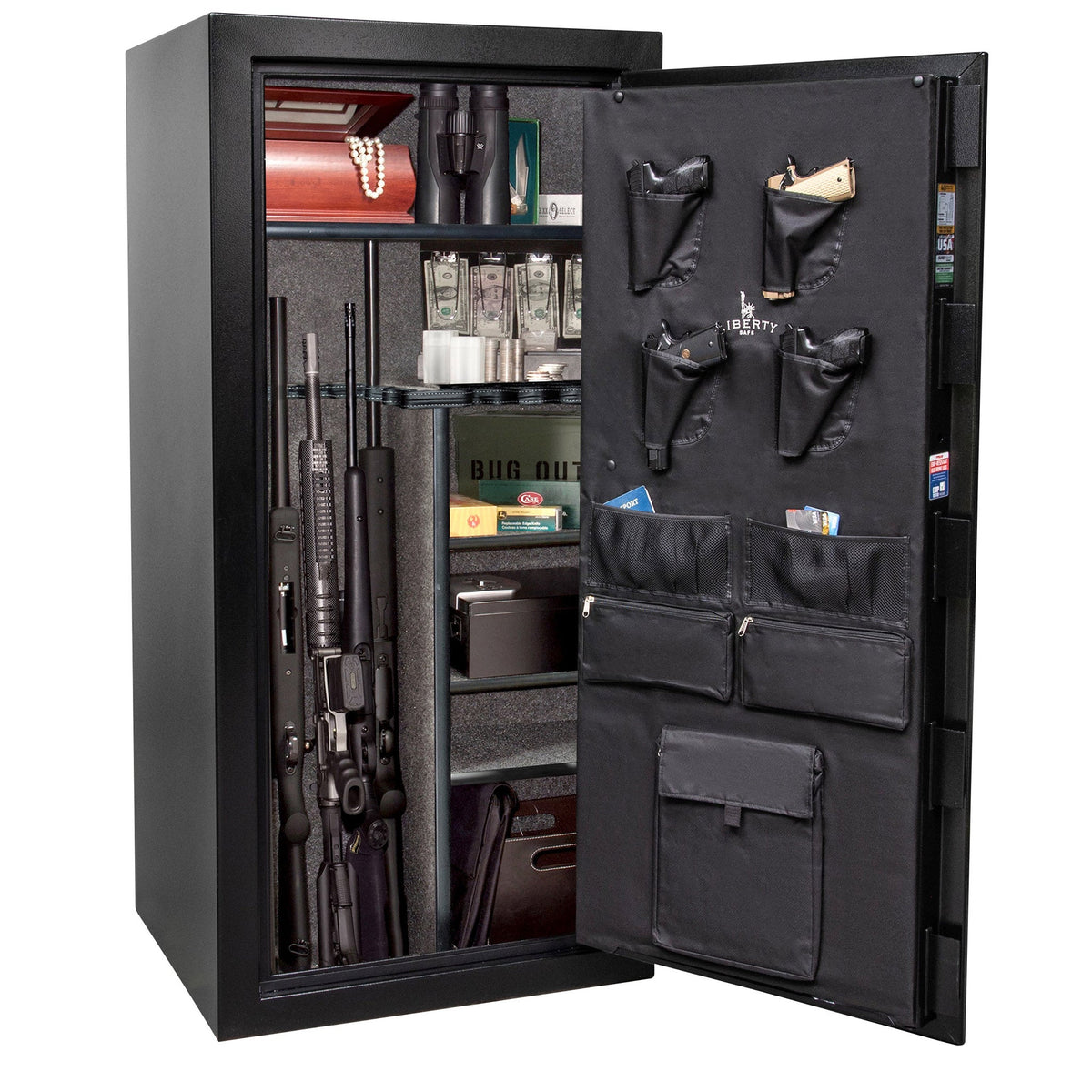 Centurion DLX 32 | Level 1 Security | 40 Minute Fire Protection | Dimensions: 59.5&quot; x 28.25&quot; x 24.5&quot; | Textured Black | Chrome | Elock - Open Door - Full