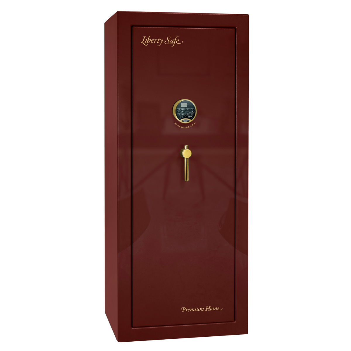 Premium Home Series | Level 7 Security | 2 Hour Fire Protection | 17 | Dimensions: 60.25&quot;(H) x 24.5&quot;(W) x 19&quot;(D) | Burgundy Gloss Brass - Closed Door